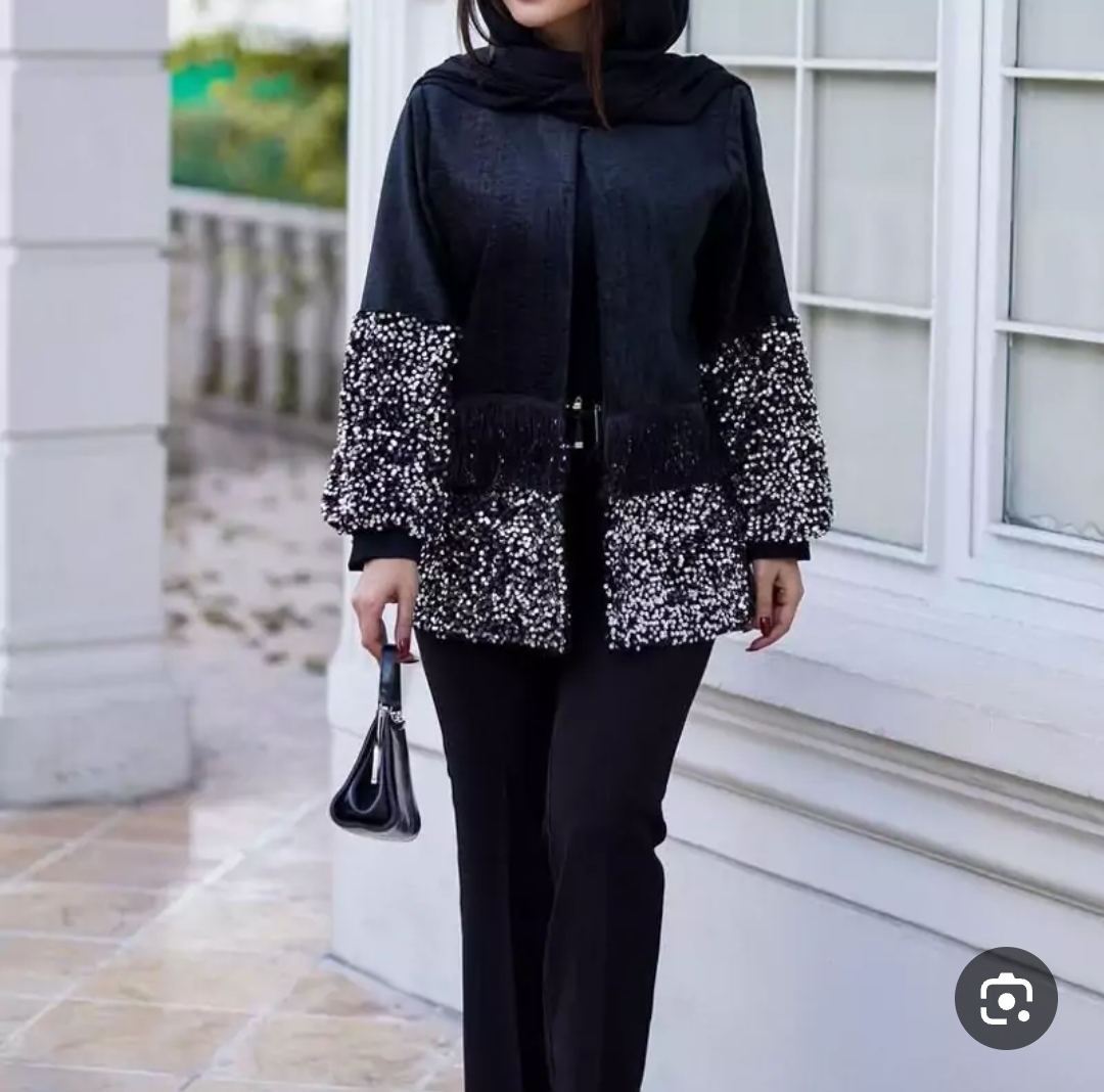 مانتو پاییزه مخمل پولکی